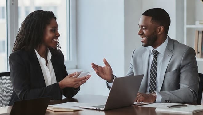 Compliance professionals in a consultation meeting